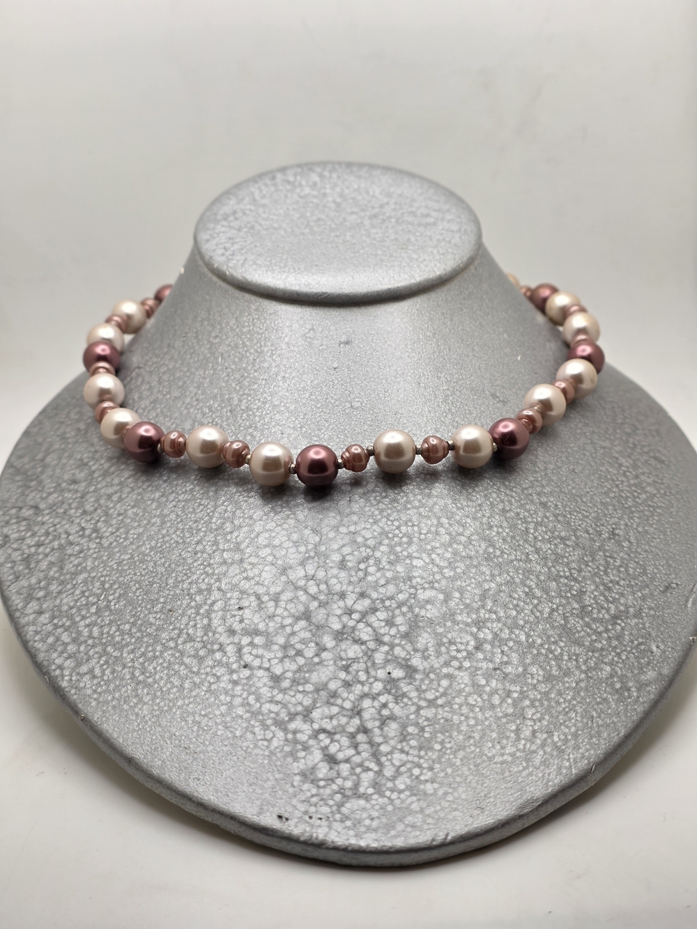 Rose and Ivory Faux Pearl Choker Necklace